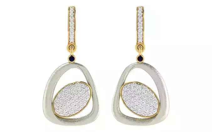 Solitaire Women Drop Earring 3dm STL OBJ FBX Render Details