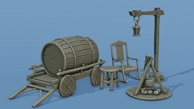Observation tower and enviroment 3D print model