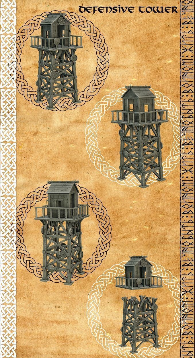 Observation tower and enviroment 3D print model_2