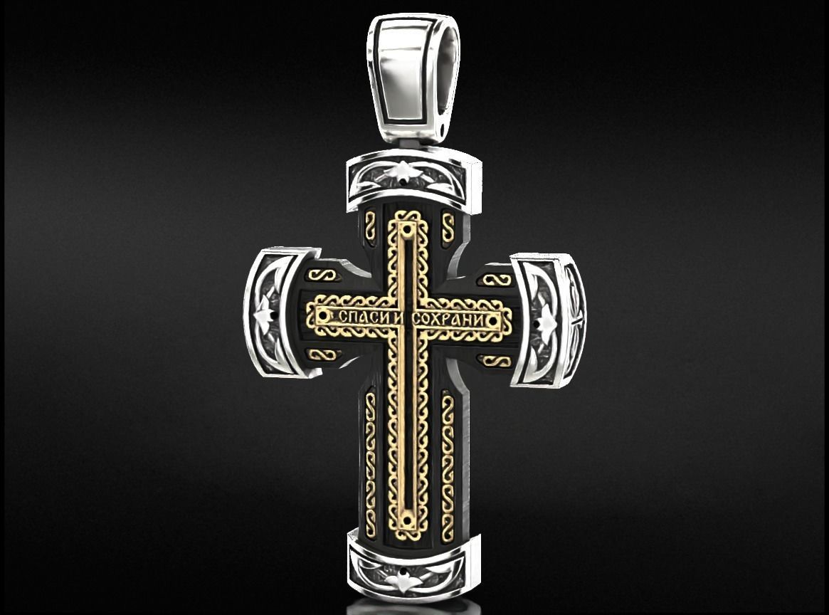 Orthodox cross with a tree 750 3D print model_4