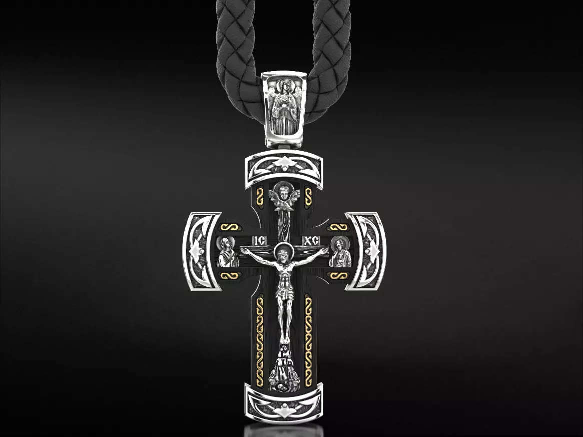 Orthodox cross with a tree 750 3D print model_0