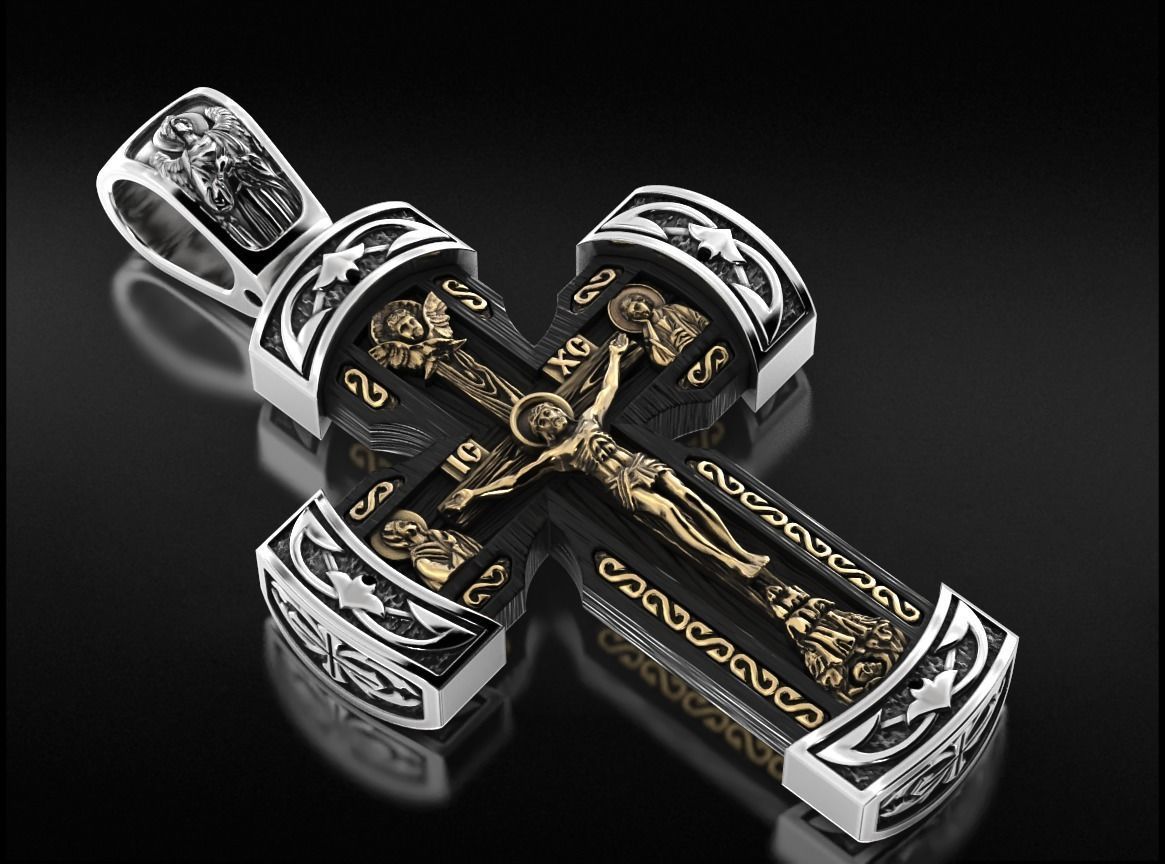 Orthodox cross with a tree 750 3D print model_5