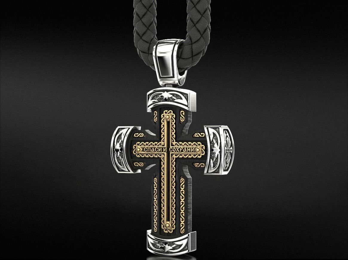 Orthodox cross with a tree 750 3D print model_1