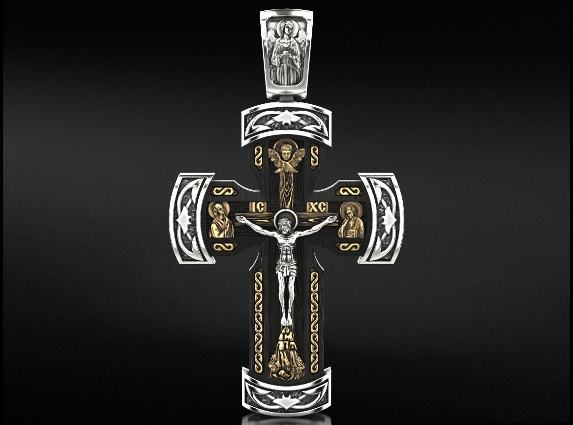 Orthodox cross with a tree 750 3D print model_2