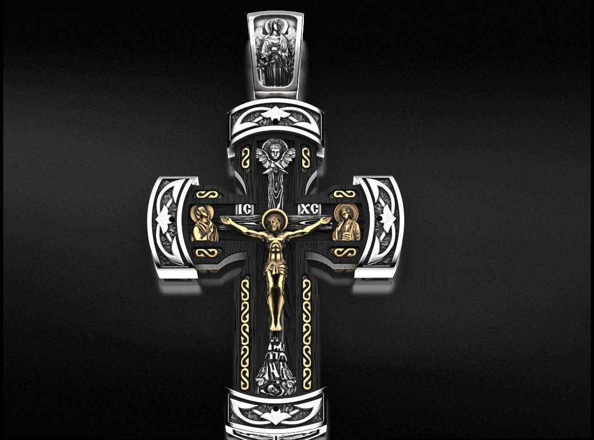 Orthodox cross with a tree 750 3D print model_6