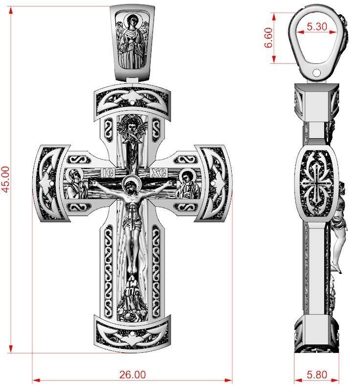 Orthodox cross with a tree 750 3D print model_12