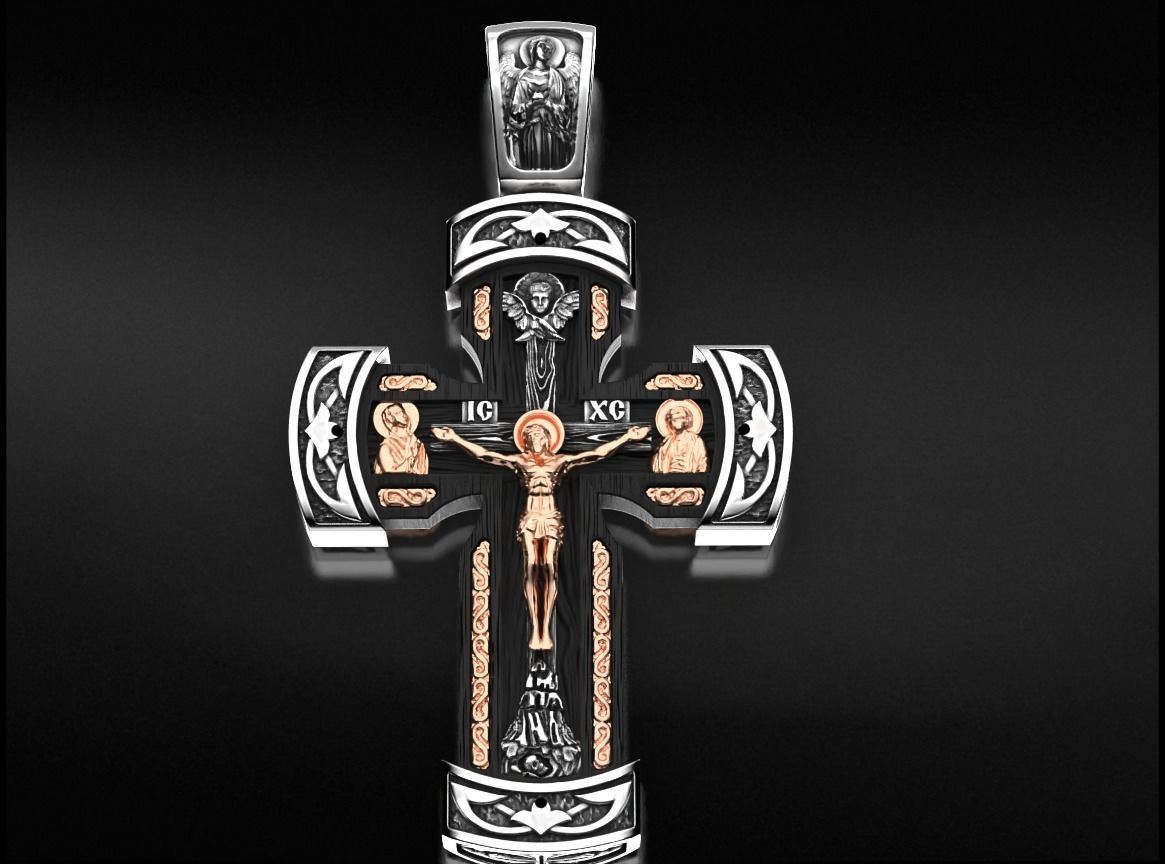 Orthodox cross with a tree 750 3D print model_3