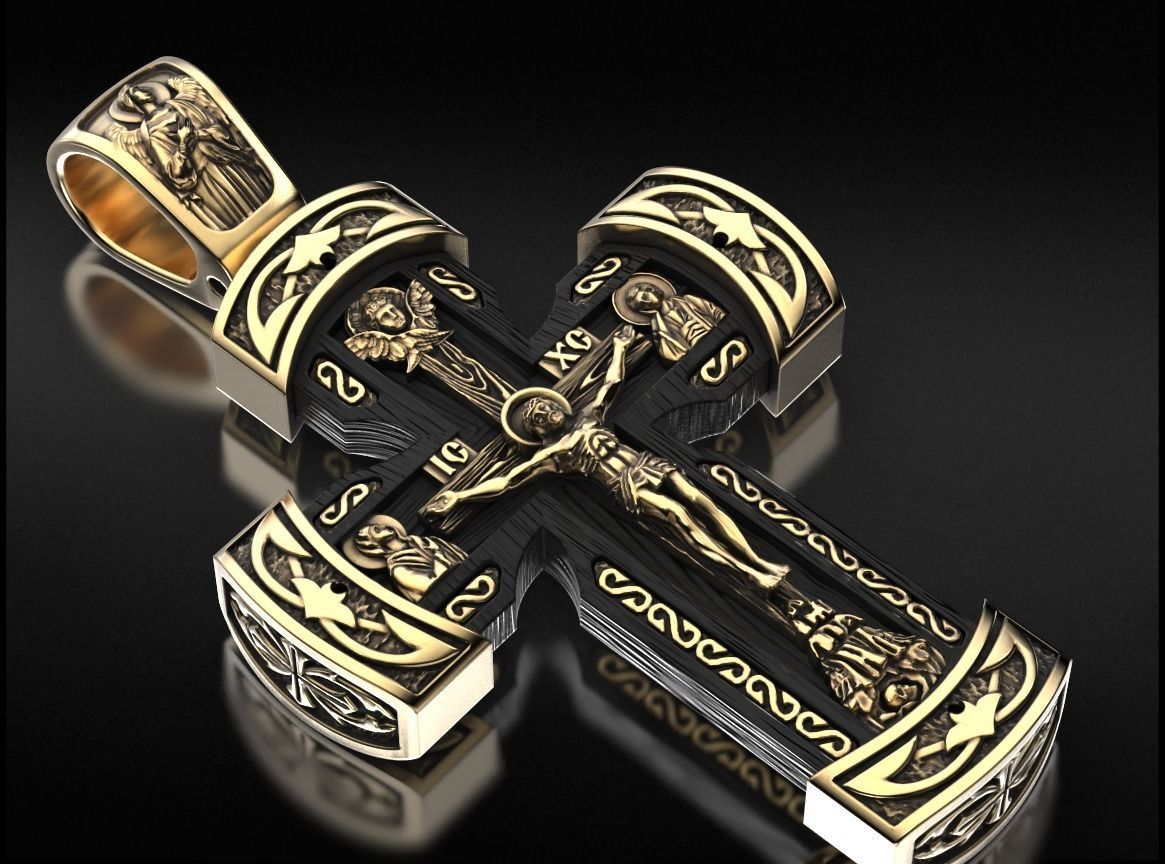 Orthodox cross with a tree 750 3D print model_7