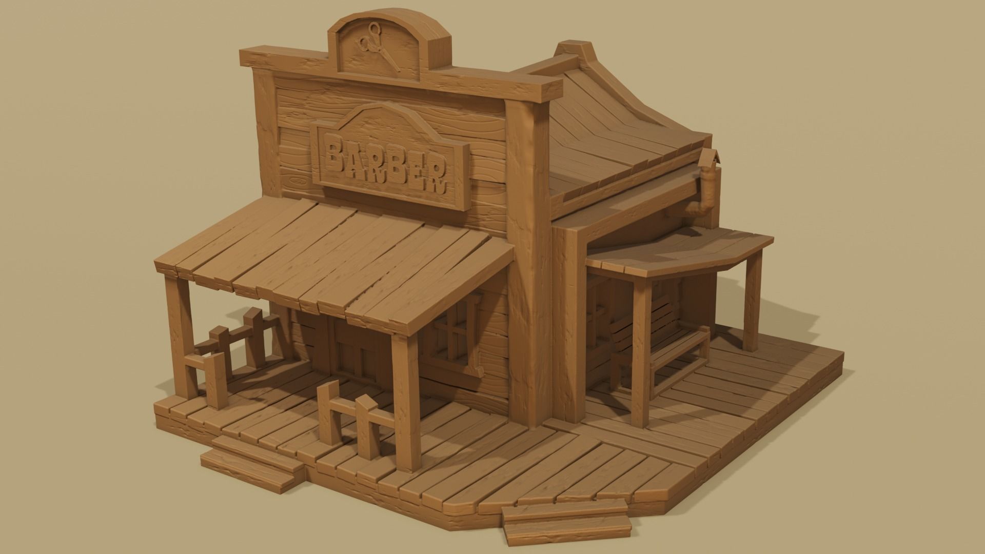 Texas Stylized houses 6 models Part 1 3D print model_3
