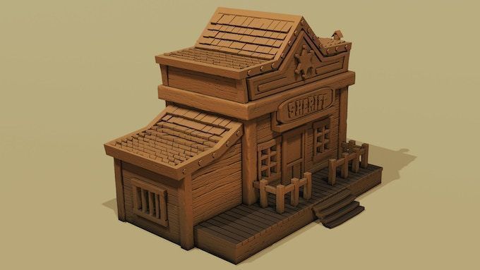 Texas Stylized houses 6 models Part 1 3D print model_5
