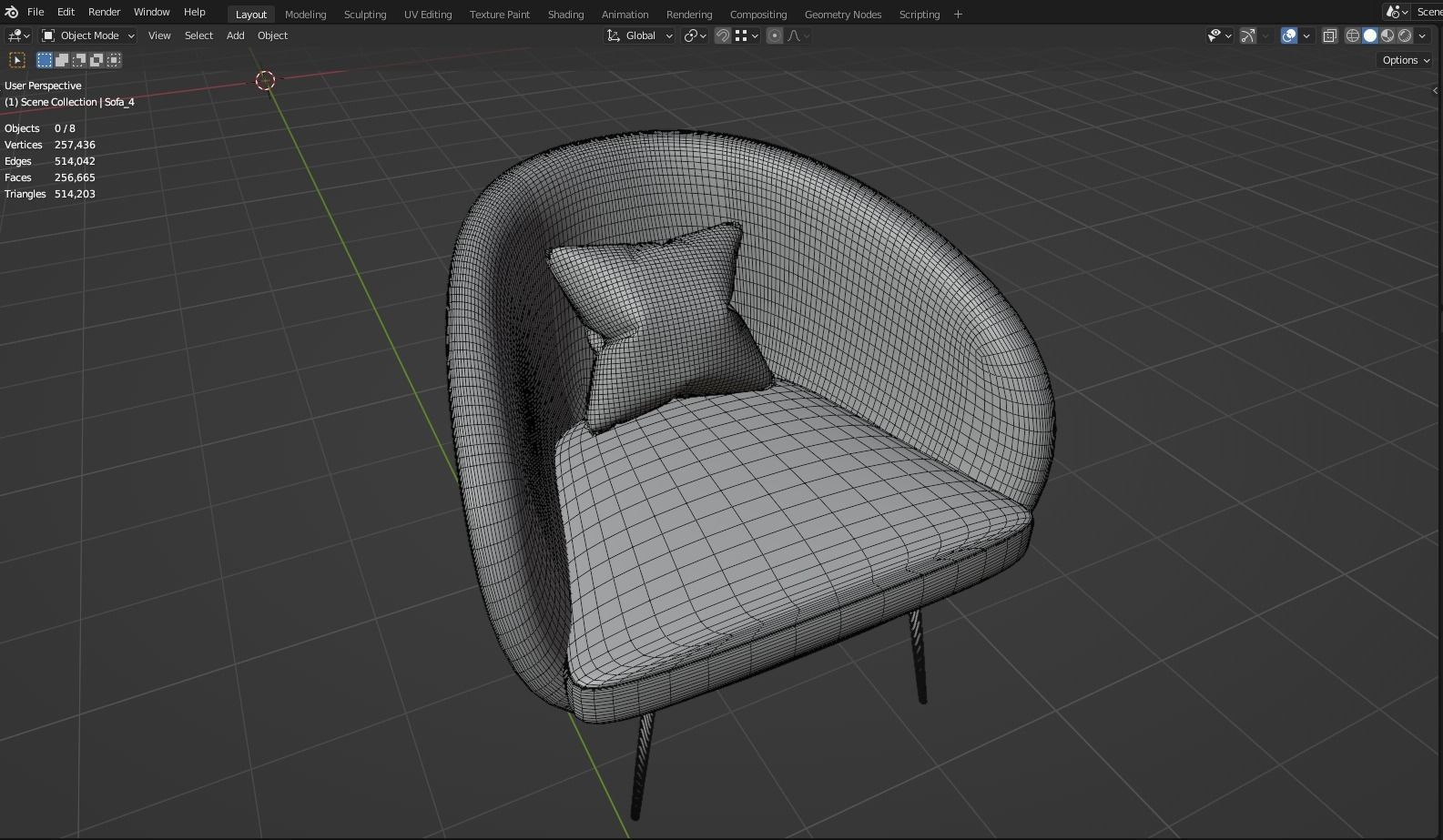 Modern Sofa set 03 3D model_2