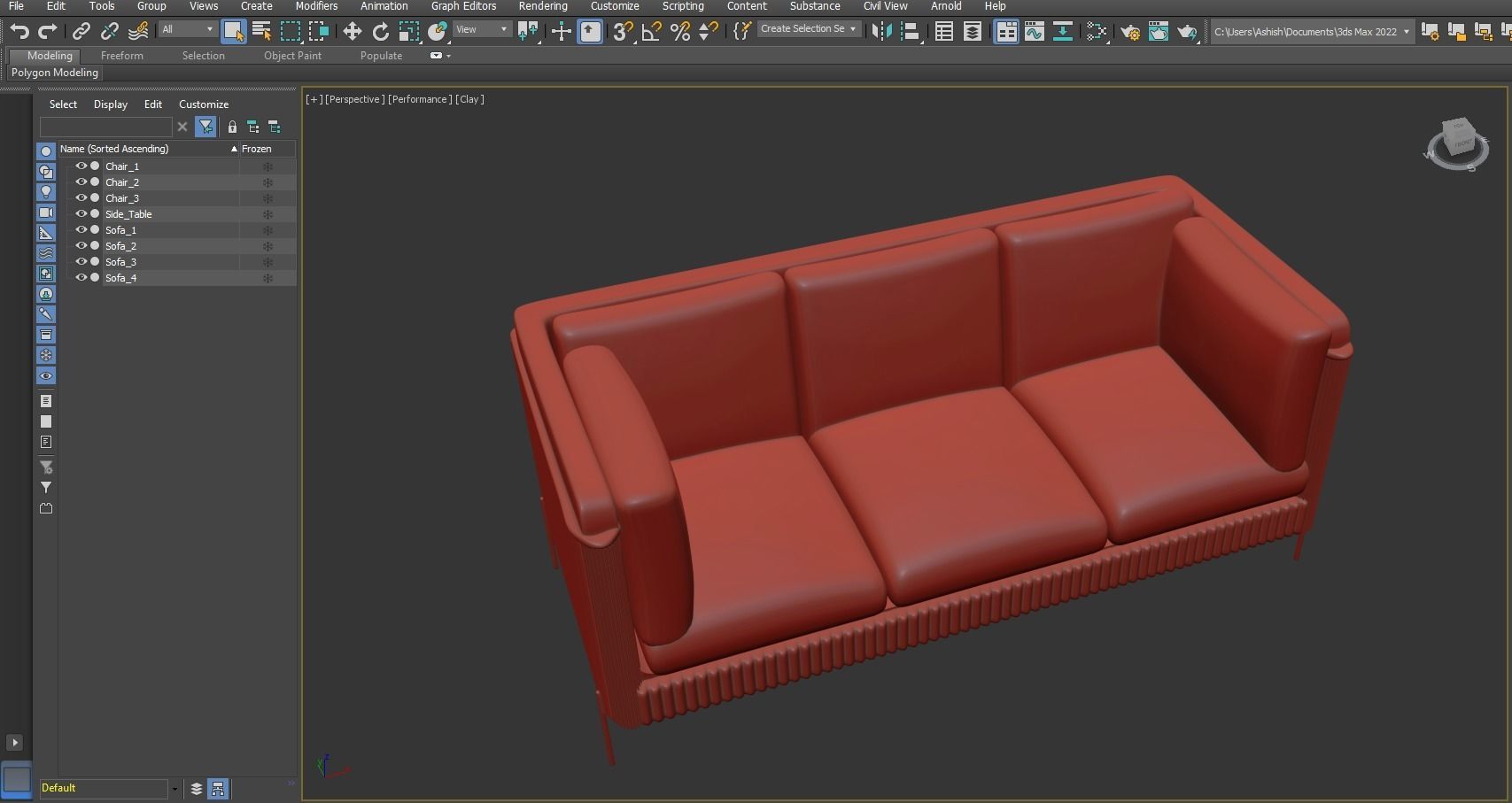 Modern Sofa set 03 3D model_8