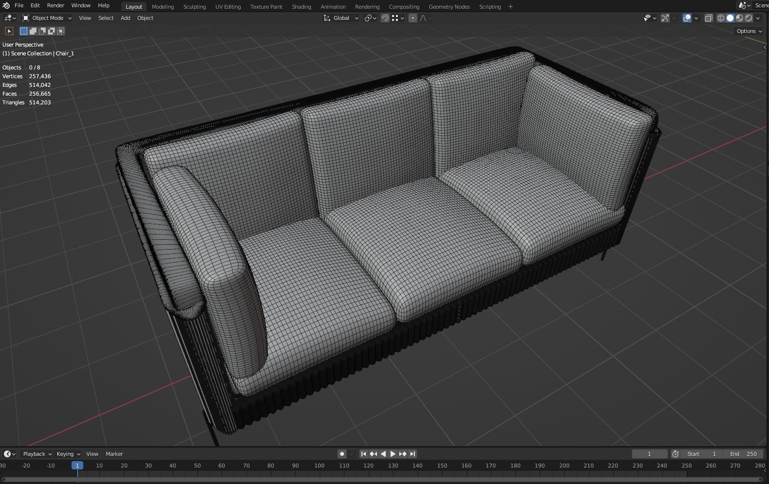 Modern Sofa set 03 3D model_1