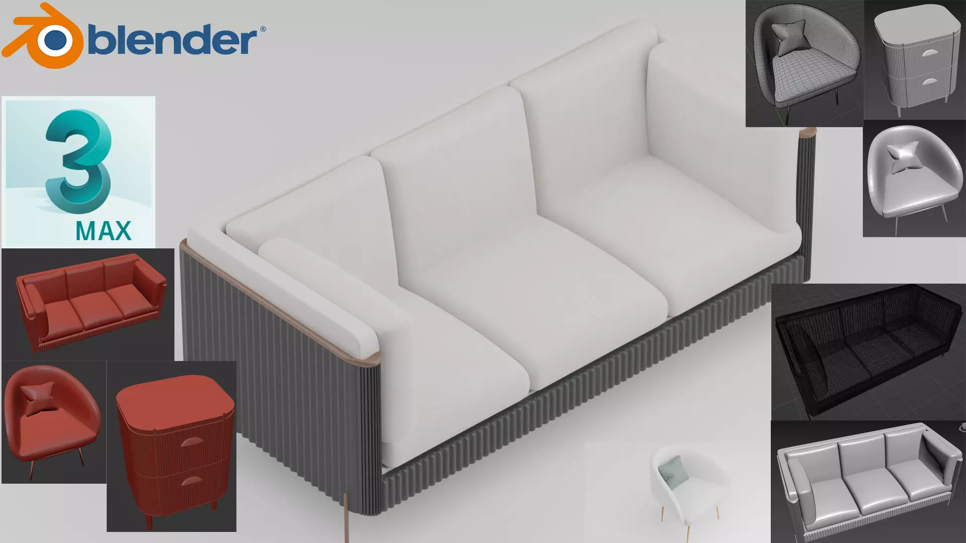 Modern Sofa set 03 3D model_0