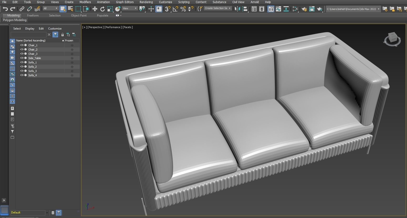 Modern Sofa set 03 3D model_9