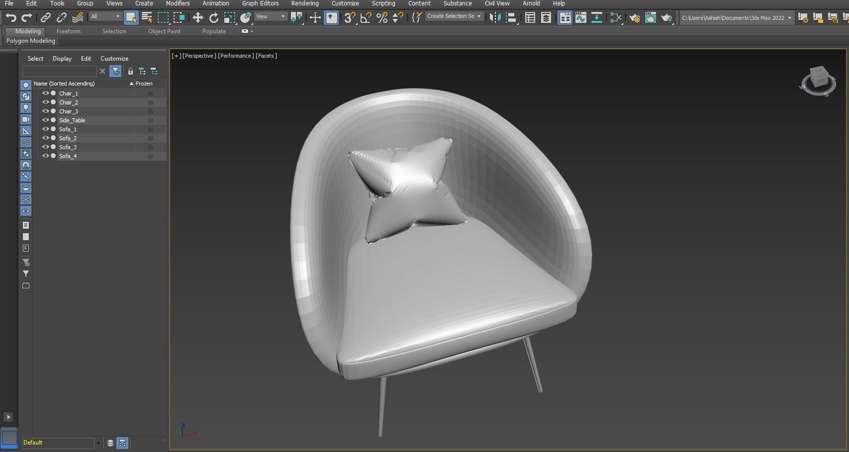 Modern Sofa set 03 3D model_10