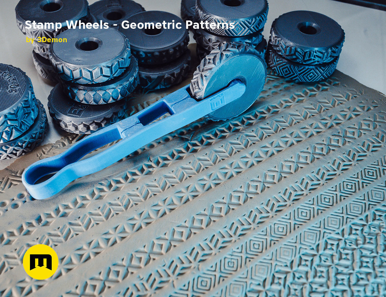 Stamp Wheels for Clay - Geometric Patterns 3D print model_4