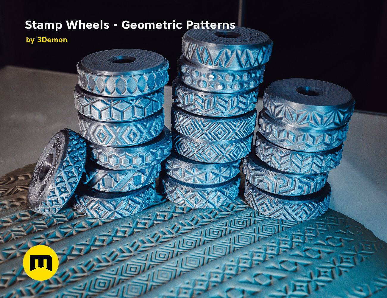 Stamp Wheels for Clay - Geometric Patterns 3D print model_1
