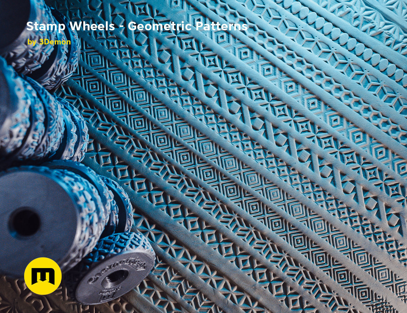 Stamp Wheels for Clay - Geometric Patterns 3D print model_7