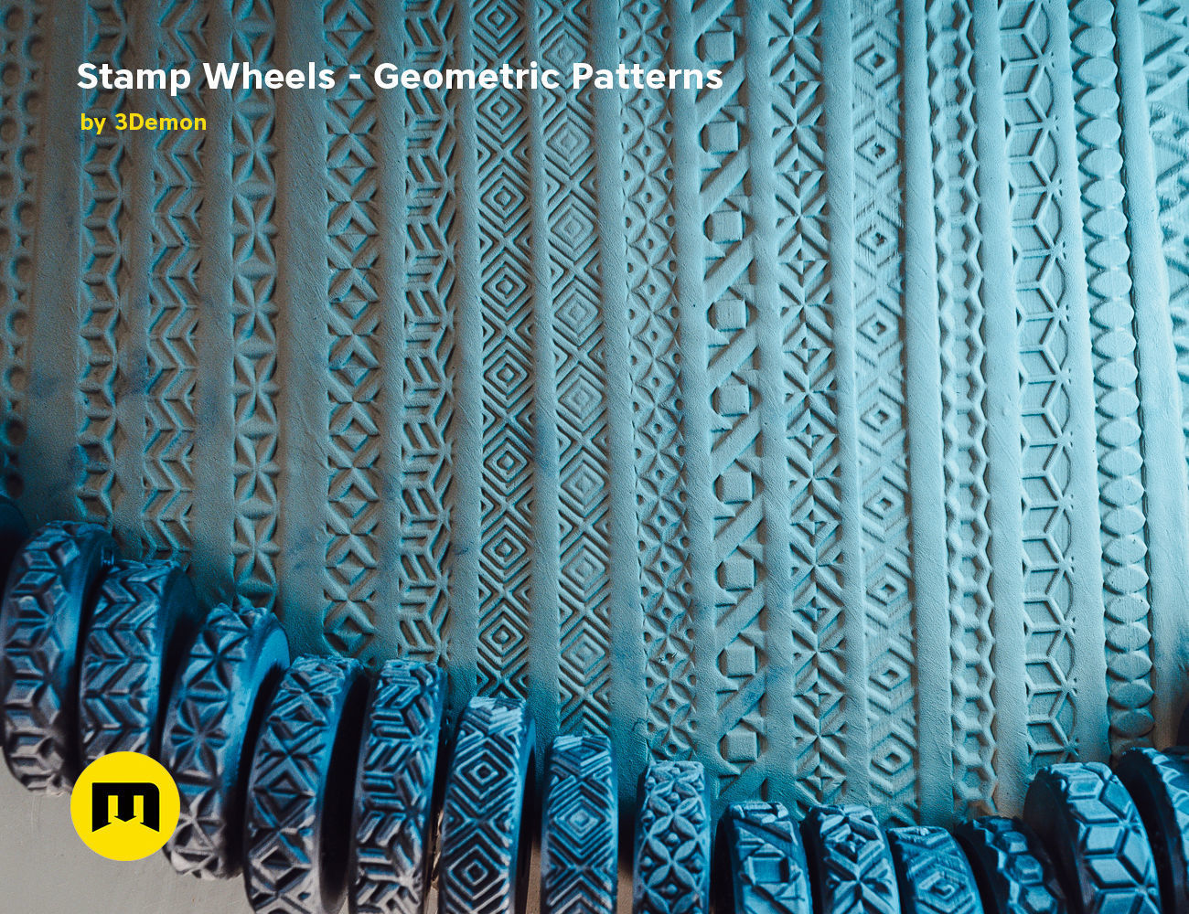 Stamp Wheels for Clay - Geometric Patterns 3D print model_9