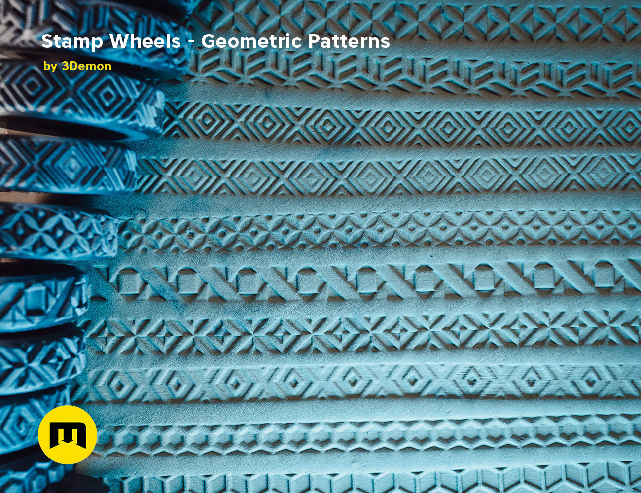 Stamp Wheels for Clay - Geometric Patterns 3D print model_8