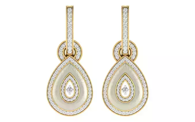 Solitaire Women Drop Earring 3dm STL OBJ FBX Render Details