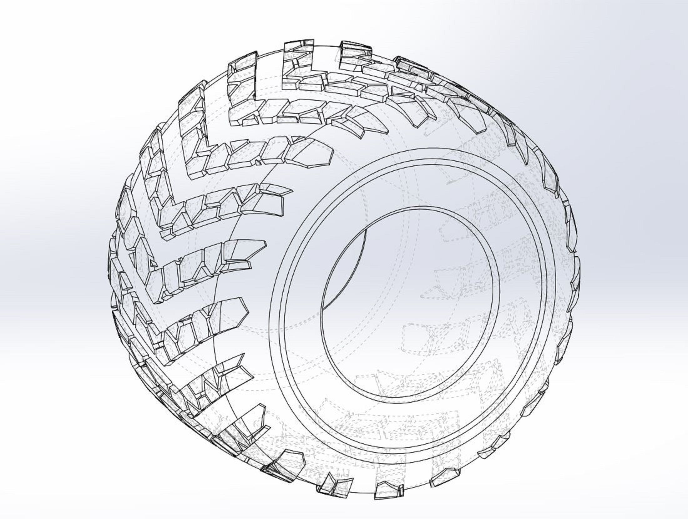 Monster Jam tire 12 Scale 1 to 25 3D print model_8