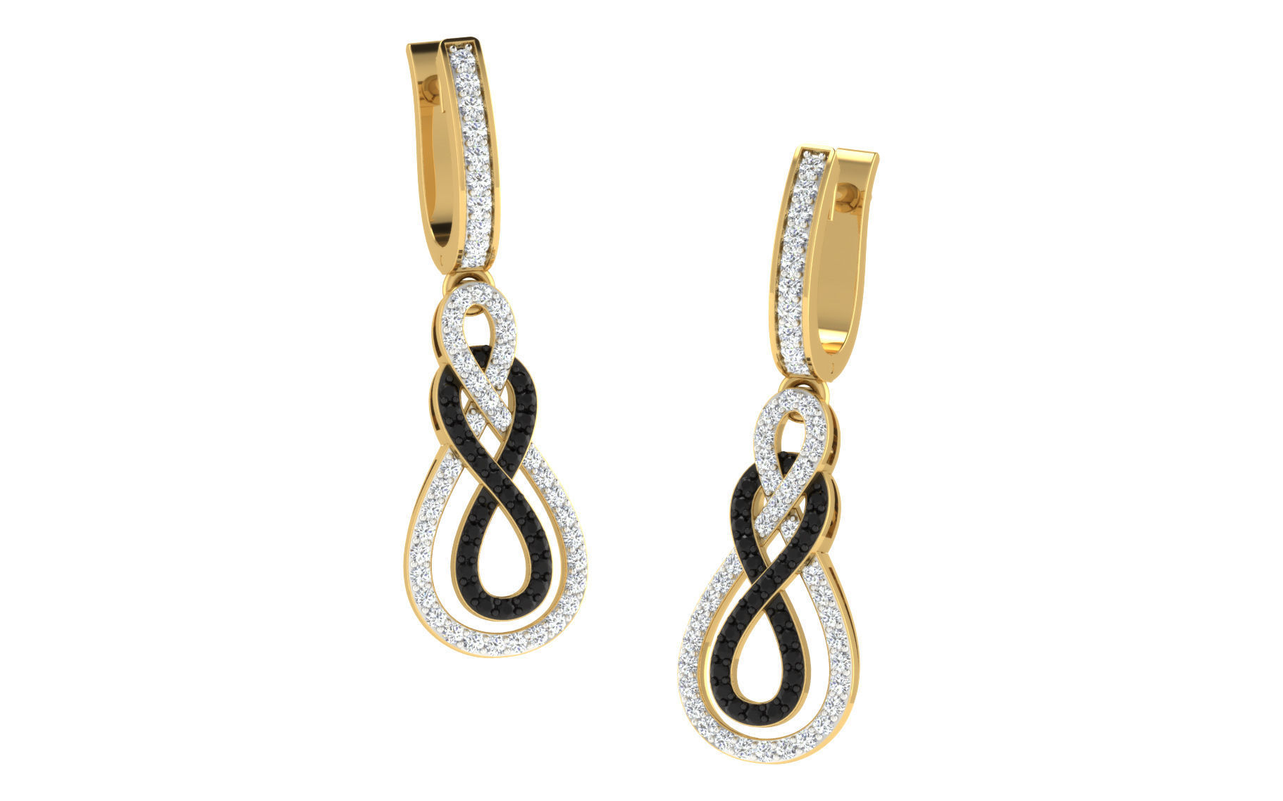 Solitaire Women Drop Earring 3dm STL OBJ FBX Render Details 3D print model_1