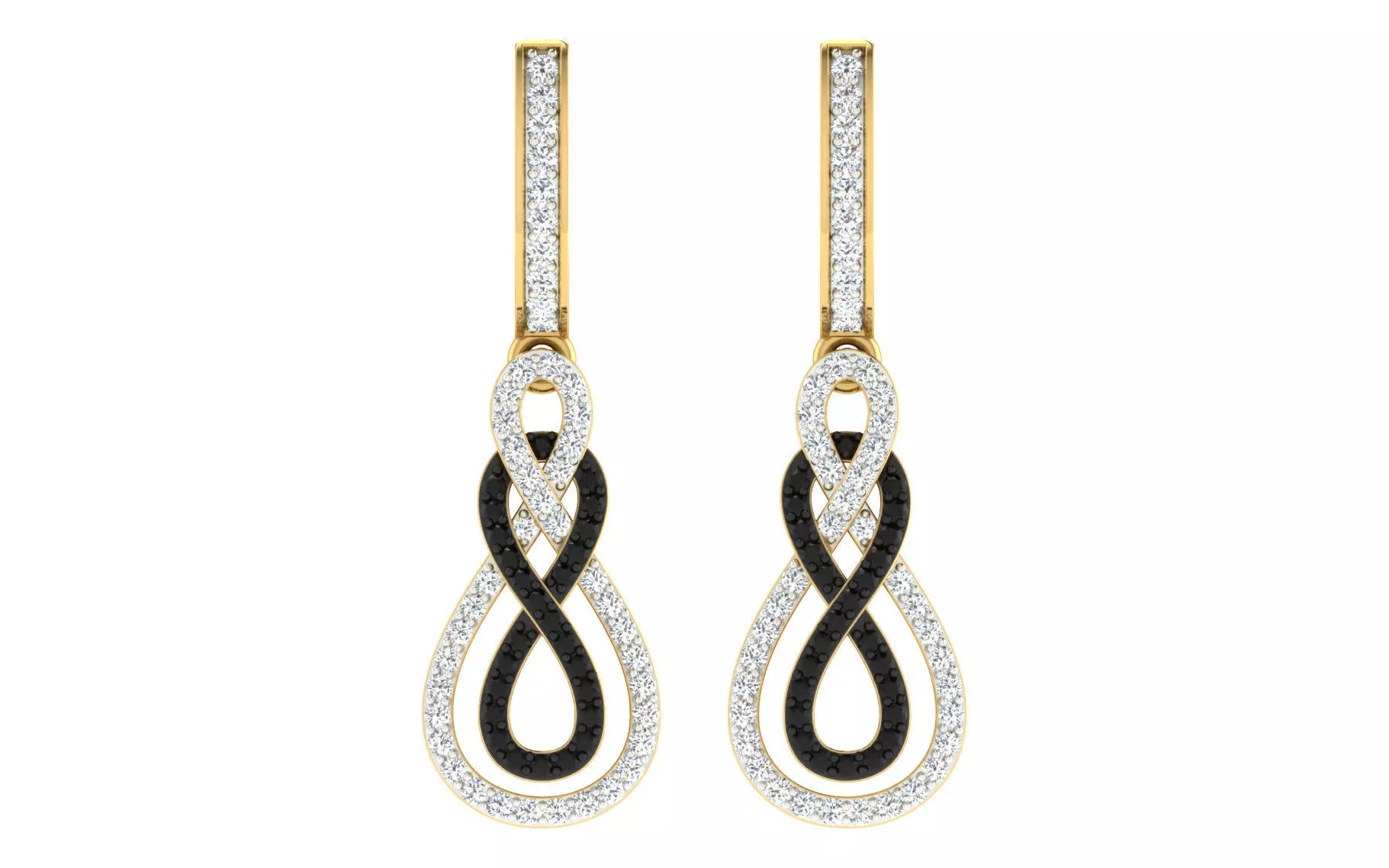 Solitaire Women Drop Earring 3dm STL OBJ FBX Render Details 3D print model_0