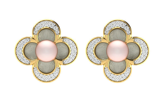 Solitaire Women Flower Earring 3dm STL OBJ FBX Render Details 3D print model