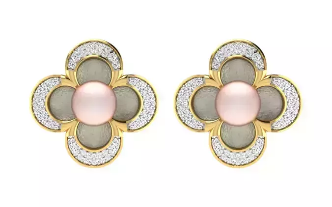 Solitaire Women Flower Earring 3dm STL OBJ FBX Render Details 3D print model