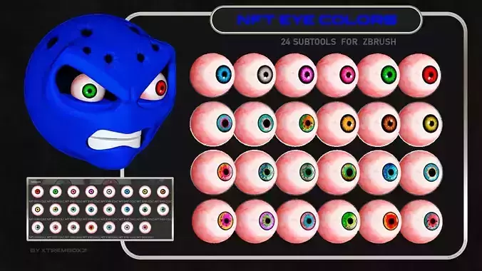 NFT Eye Colors - 24 Subtools For Zbrush 3D model