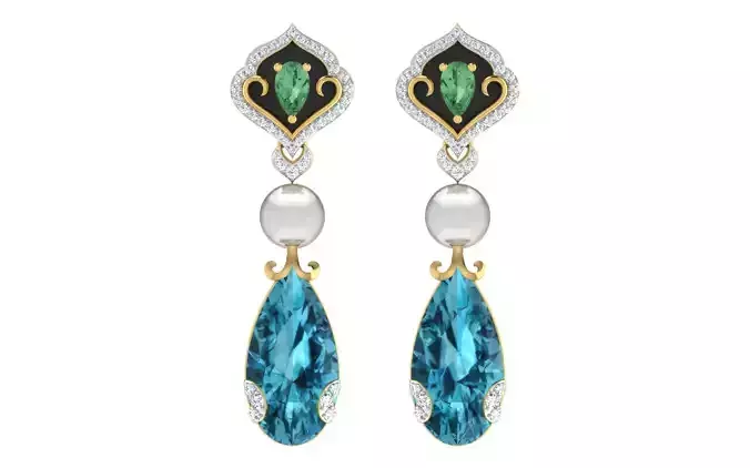 Solitaire Women Drop Earring 3dm STL OBJ FBX Render Details 3D print model