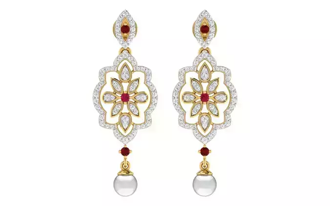 Solitaire Women Drop Earring 3dm STL OBJ FBX Render Details 3D print model