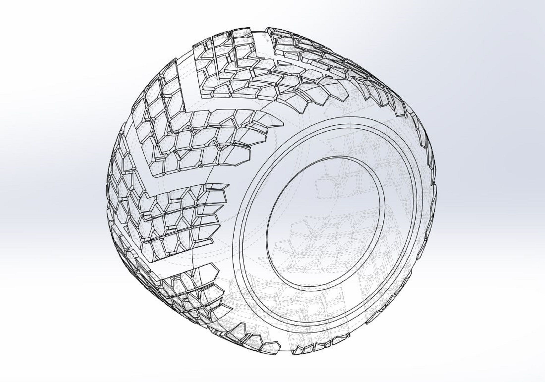 Monster Jam tire 13 Scale 1 to 25 3D print model_8