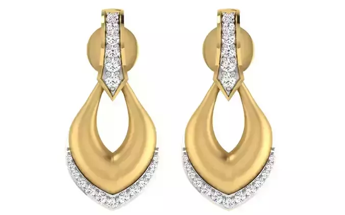 Solitaire Women Drop Earring 3dm STL OBJ FBX Render Details