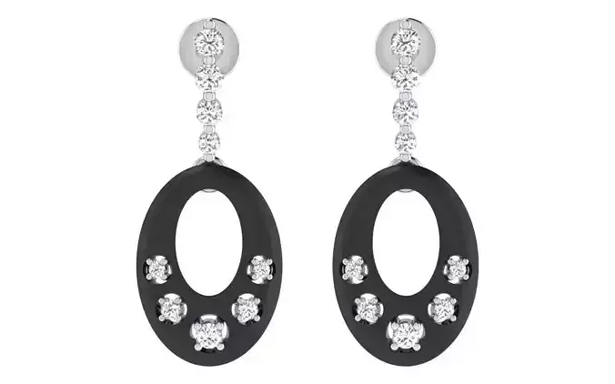 Solitaire Women Drop Earring 3dm STL OBJ FBX Render Details