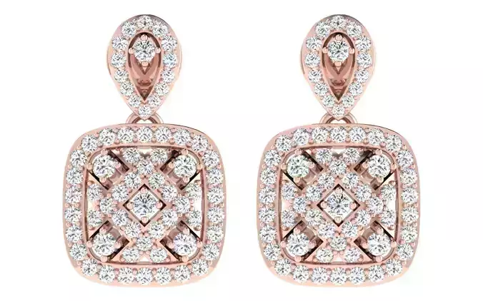 Solitaire Women Earring 3dm STL OBJ FBX Render Details