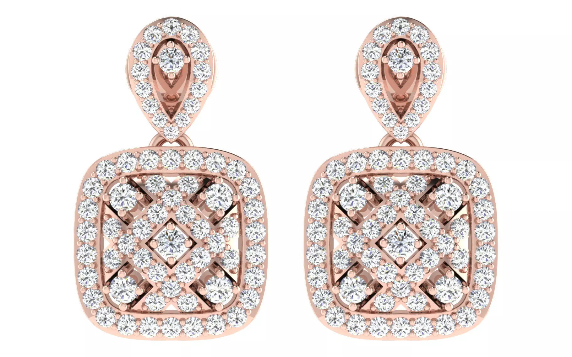 Solitaire Women Earring 3dm STL OBJ FBX Render Details 3D print model