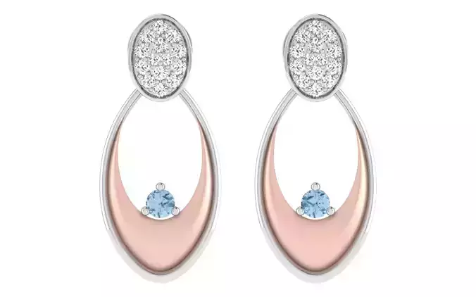 Solitaire Women Drop Earring 3dm STL OBJ FBX Render Details 3D print model