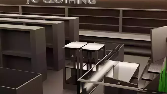 Low poly clothing shop interior