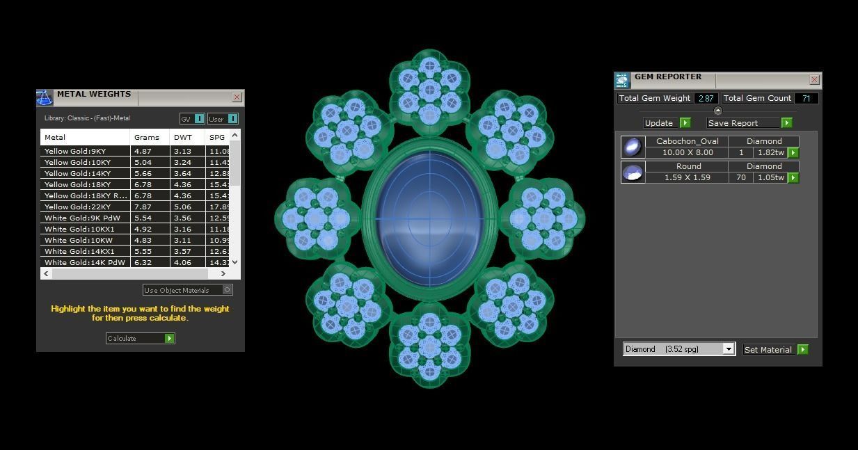 Women Oval Stone Pendant 3dm STL OBJ FBX Render Details 3D print model_8