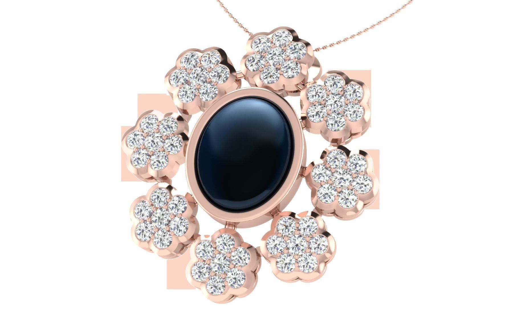 Women Oval Stone Pendant 3dm STL OBJ FBX Render Details 3D print model_2