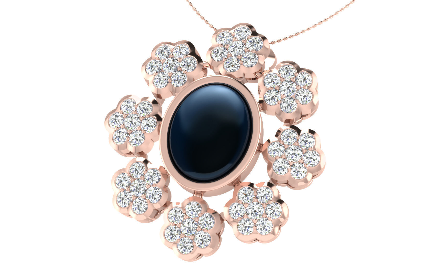 Women Oval Stone Pendant 3dm STL OBJ FBX Render Details 3D print model_1