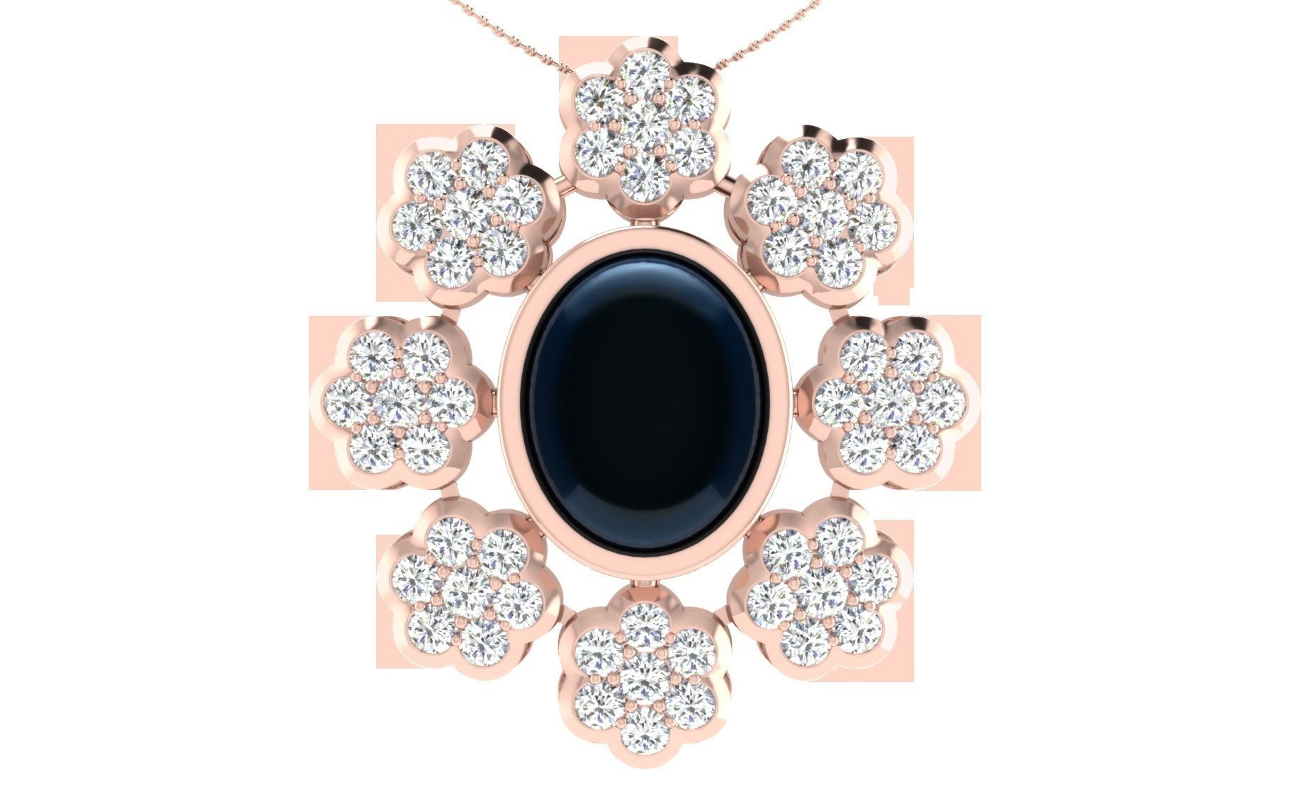 Women Oval Stone Pendant 3dm STL OBJ FBX Render Details 3D print model_3