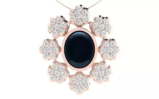 Women Oval Stone Pendant 3dm STL OBJ FBX Render Details 3D print model