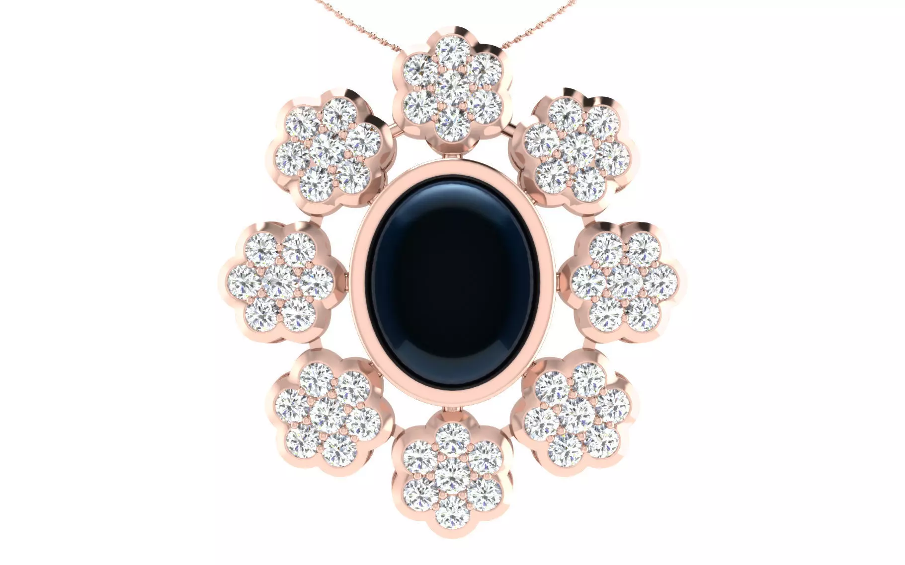 Women Oval Stone Pendant 3dm STL OBJ FBX Render Details 3D print model_0