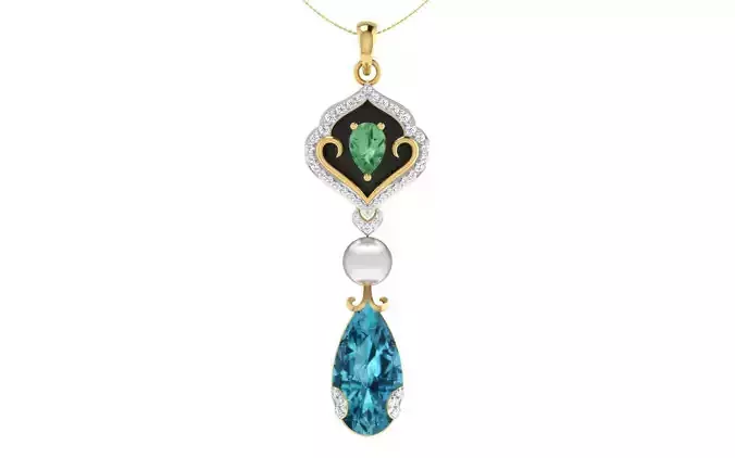 Women Pear Stone Pendant 3dm STL OBJ FBX Render Details