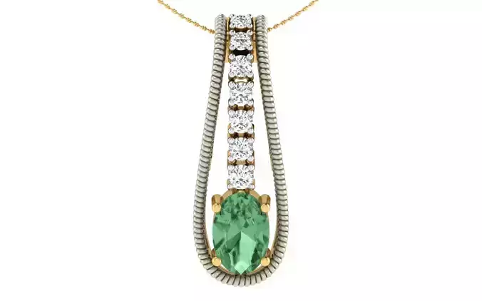 Women Oval Stone Pendant 3dm STL OBJ FBX Render Details