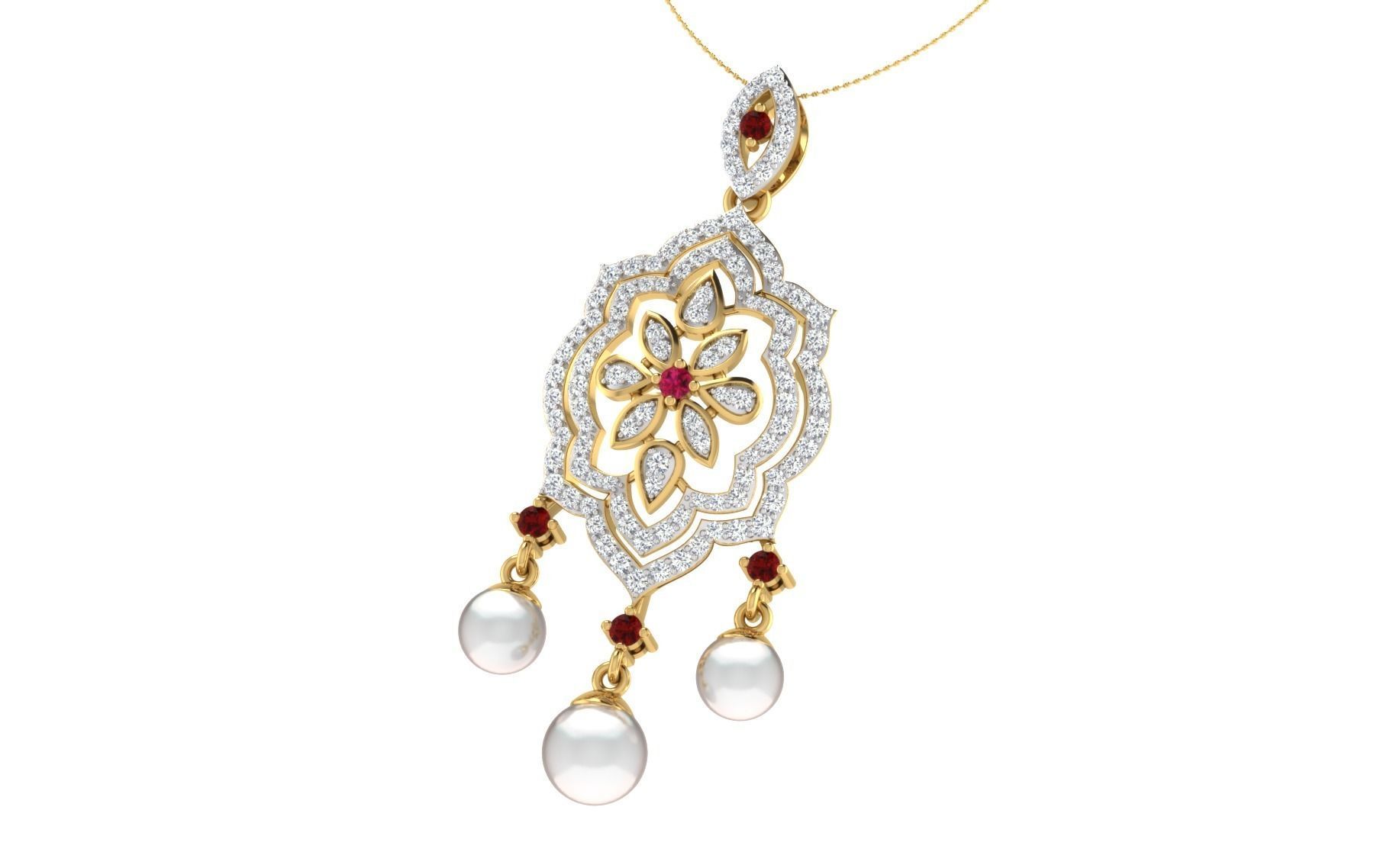 Solitaire Women Pendant 3dm STL OBJ FBX Render Details 3D print model_2